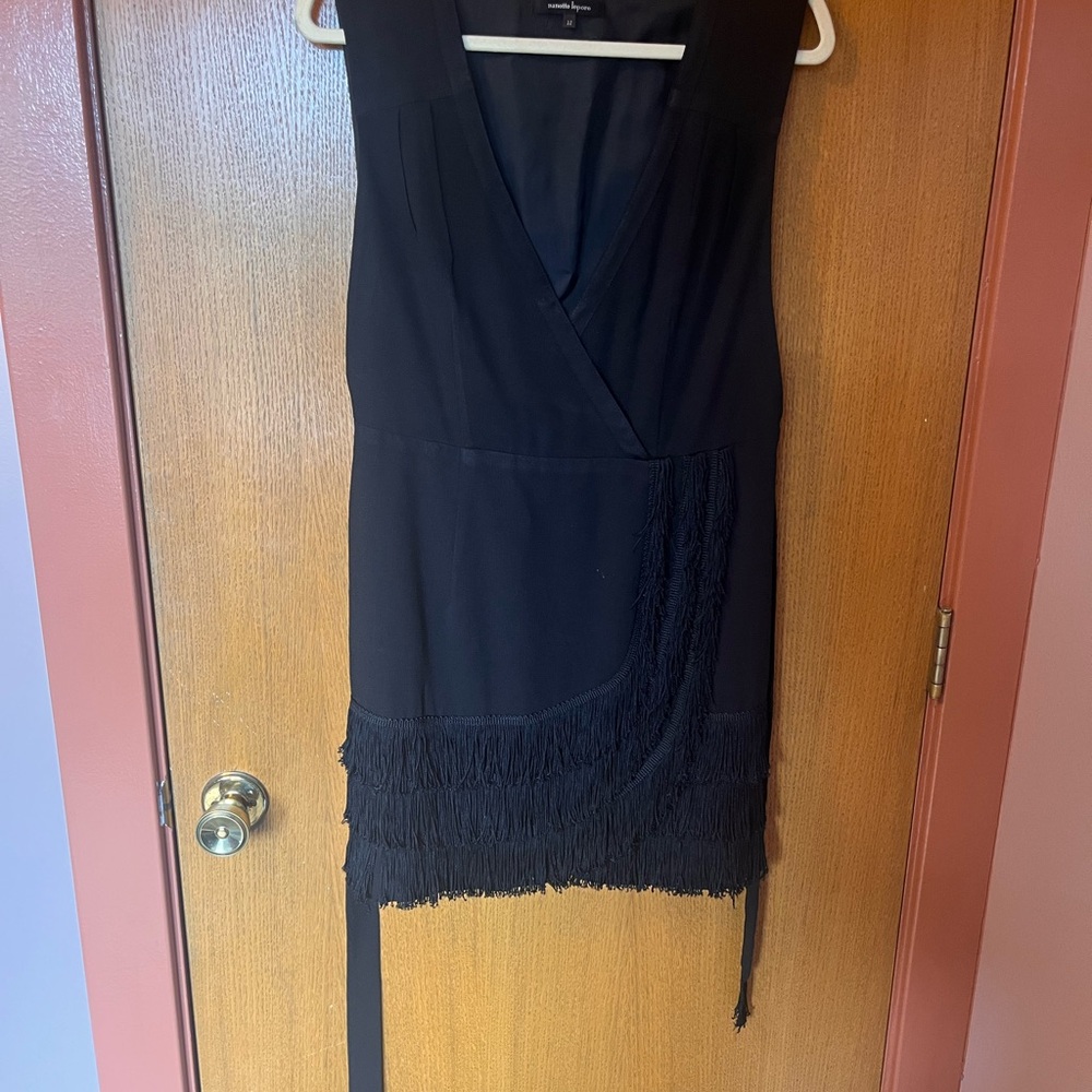 Nanette Lepore Black Sleeveless “Nefertiti” Wrap Cocktail Mini Dress